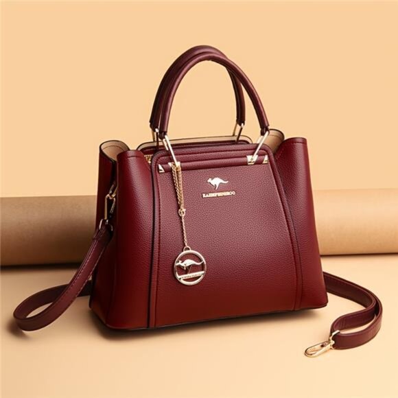Women's Stylish Handbag with Golden-Tone Hardware & Detachable Shoulder bag - Picture 7 of 9
